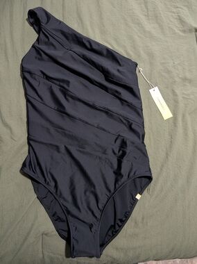 Summersalt The Sidestroke One Piece Sea Urchin Black Size 8 One Shoulder NWT